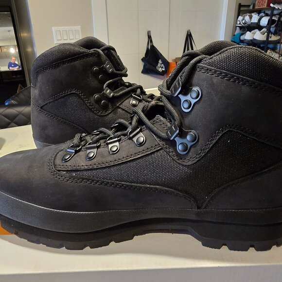 Timberland Euro Hiker Lace-up Boot - Black Nubuck, Size 10 NEW - Picture 1 of 6